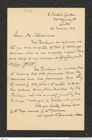 Nachlass Franz Steindachner, Brief von W. J. Ansorge an Franz Steindachner (22.03.1912), Inv.Nr. 12.03, Seite 1